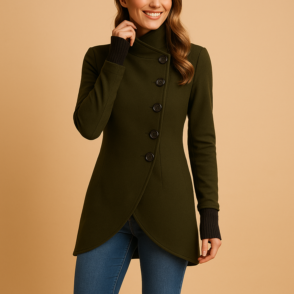 Oversized asymmetrischer Mantel mit Knöpfen für Damen | Lianne