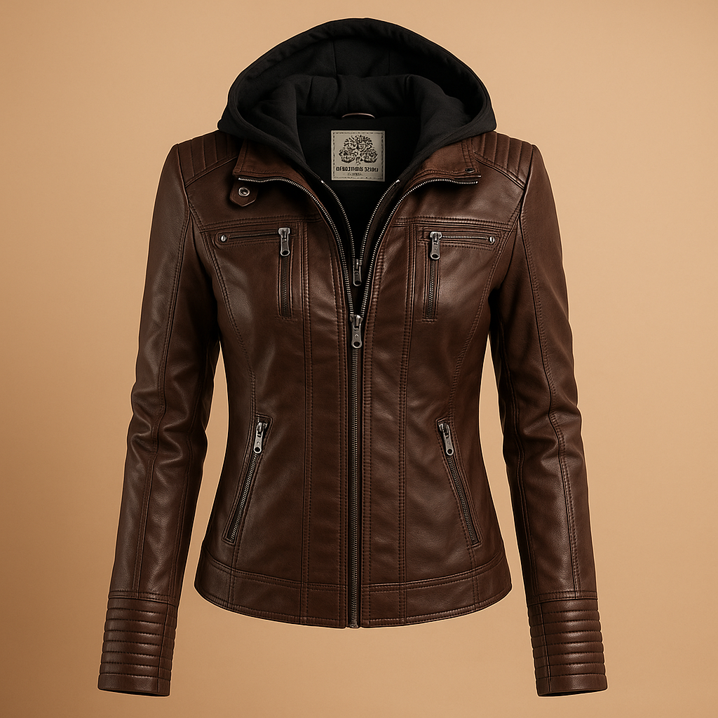 PU-Leder Sommerjacke mit Kapuze für Damen | Yara