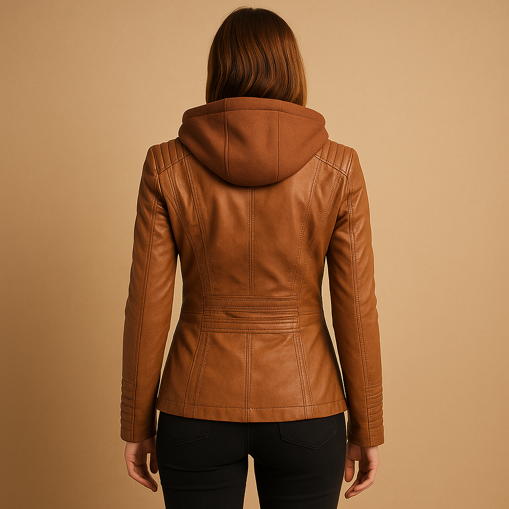 PU-Leder Sommerjacke mit Kapuze für Damen | Yara