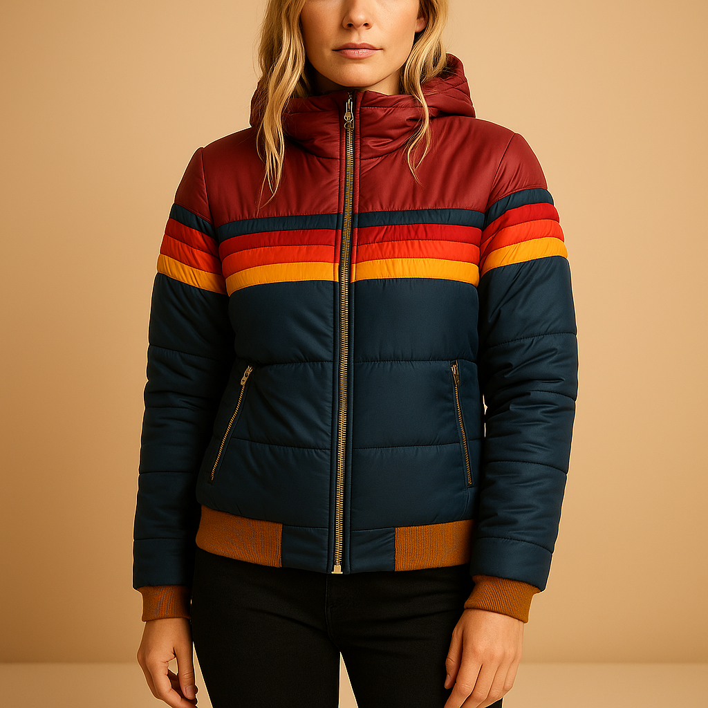 Warme wattierte Winterjacke mit Kapuze für Damen | Iris
