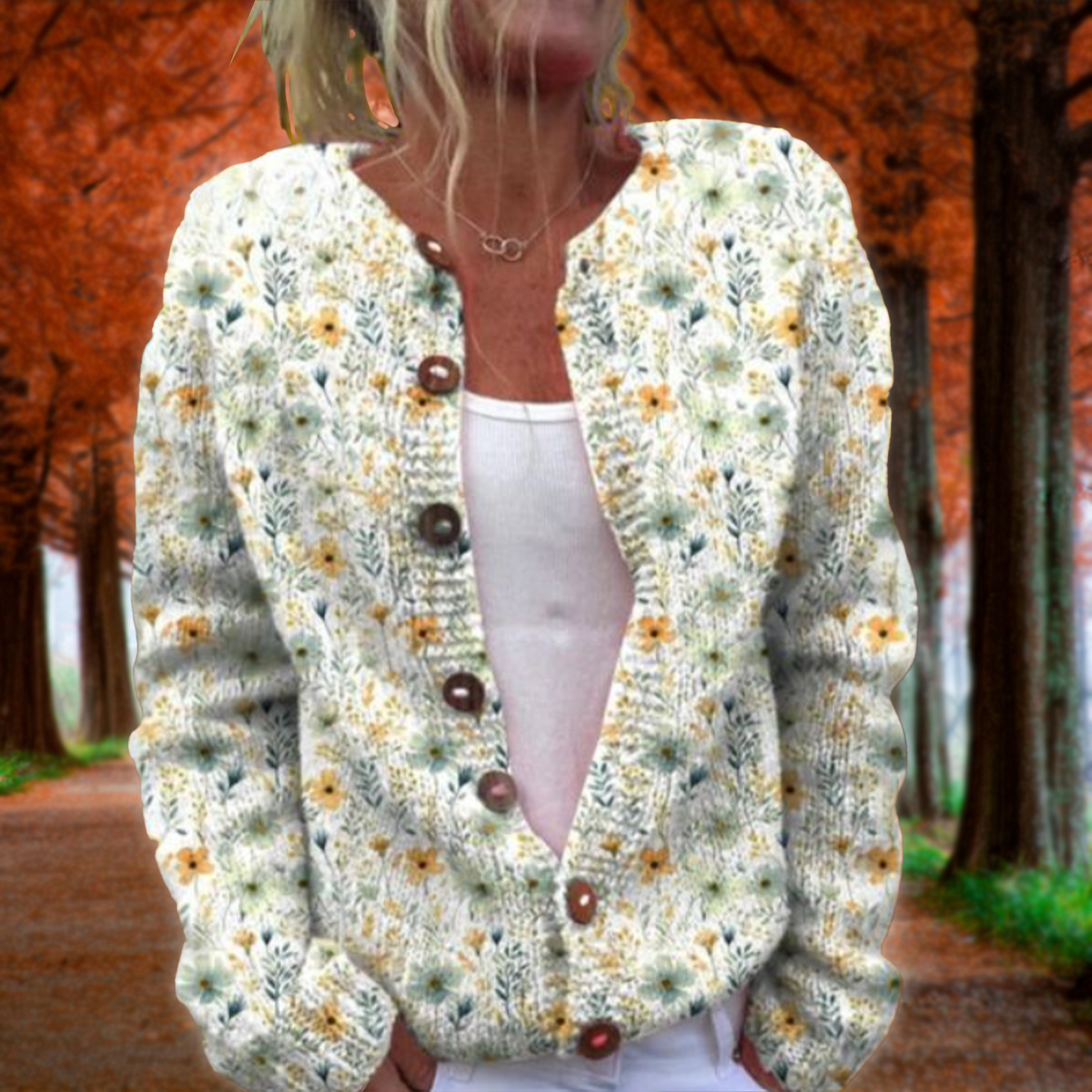 Lowri | Strickjacke mit Blumenmuster