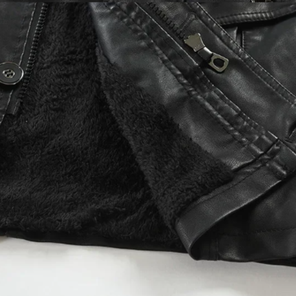 Stilvolle lange Motorradlederjacke