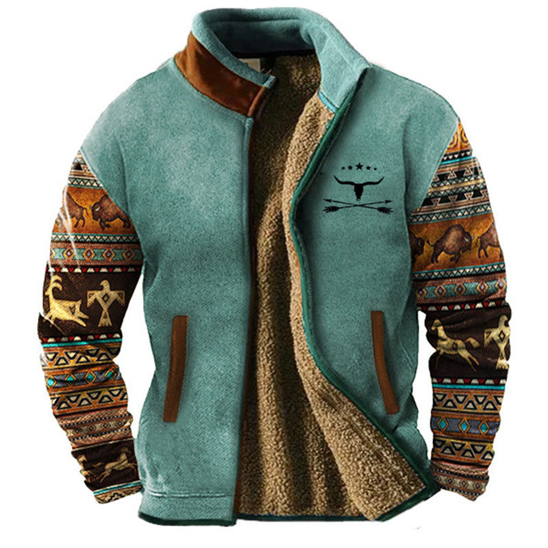 Yuma – Gefütterte Fleecejacke mit Musterärmeln
