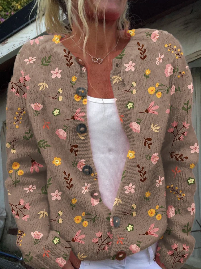 Lowri | Strickjacke mit Blumenmuster