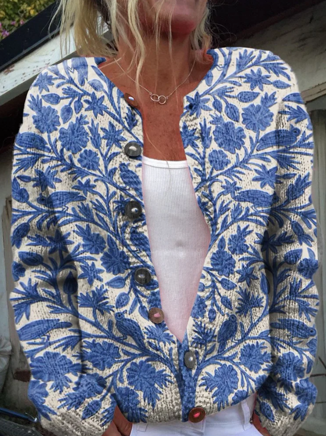 Lowri | Strickjacke mit Blumenmuster