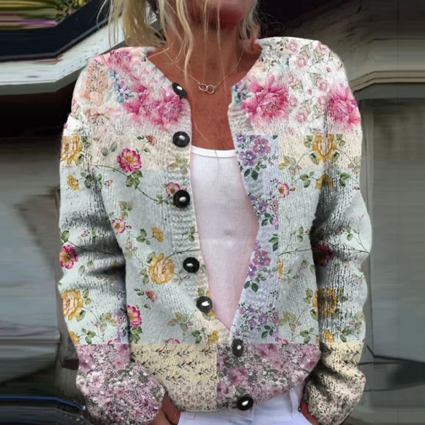 Lowri | Strickjacke mit Blumenmuster