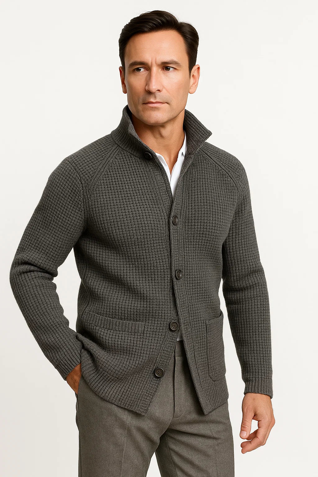 Herren Cardigan aus Wolle, Strick, mit Knöpfen, lässig, bequem