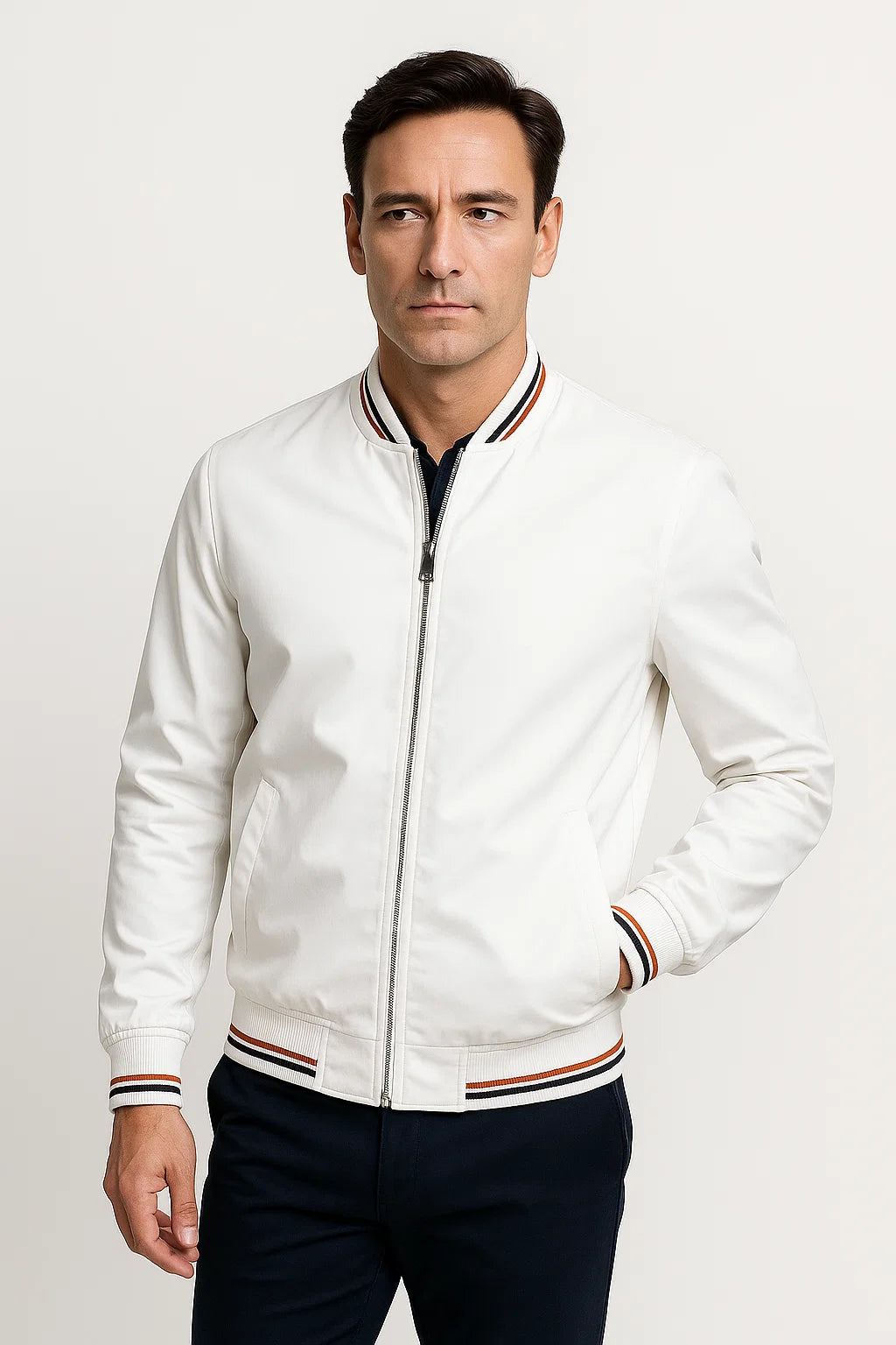 Herren Bomberjacke Leichte Polyester Zip-Up Slim Fit