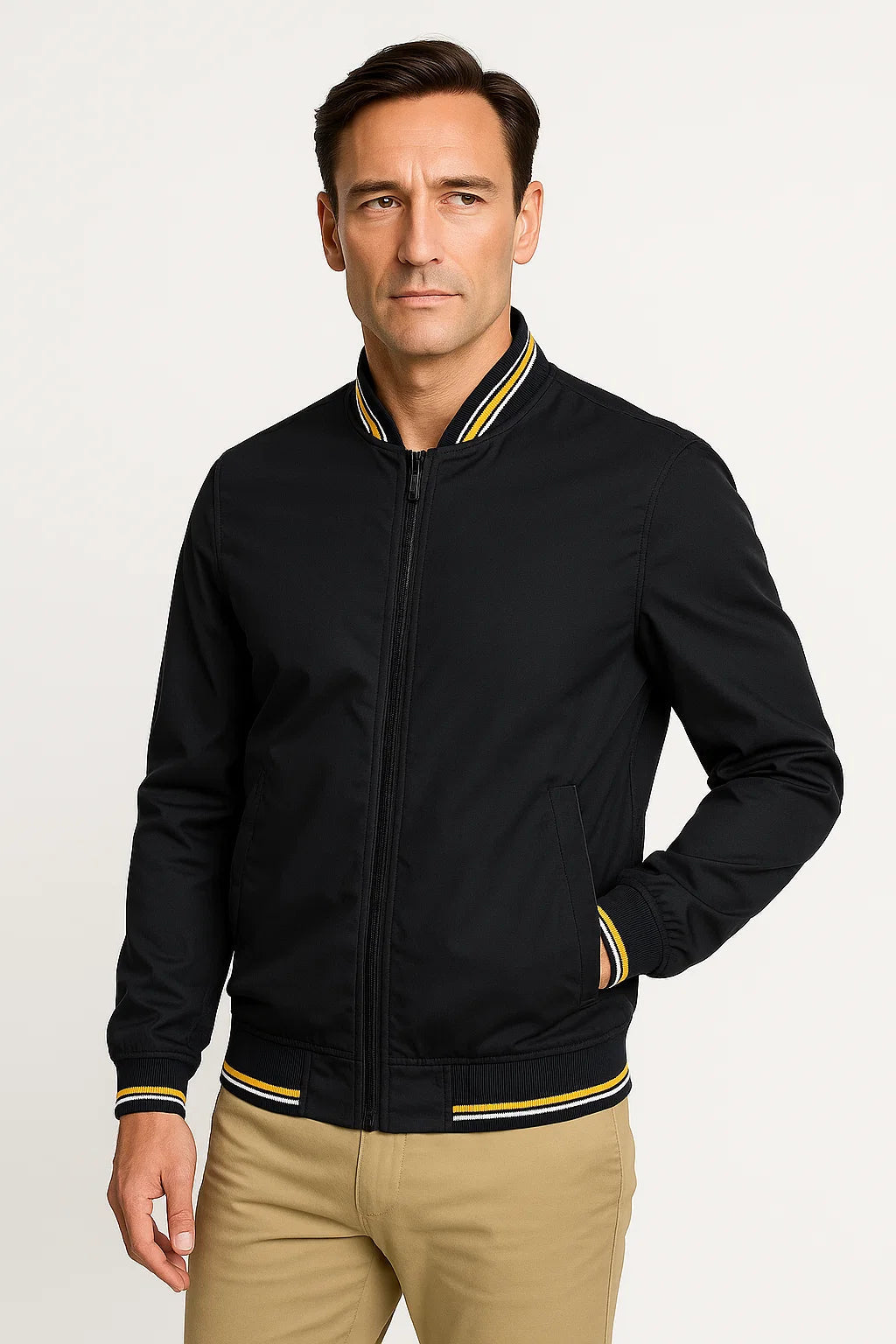 Herren Bomberjacke Leichte Polyester Zip-Up Slim Fit