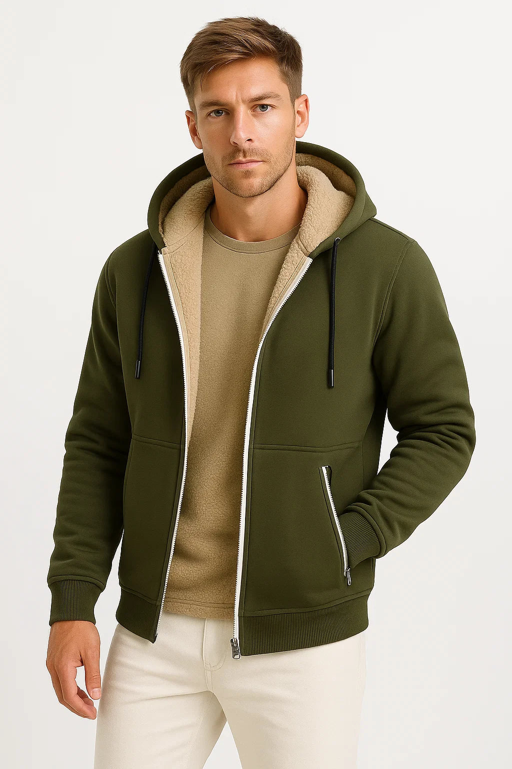 Herren Klassischer Mantel Polyester Dunkelgrün für Herbst und Winter