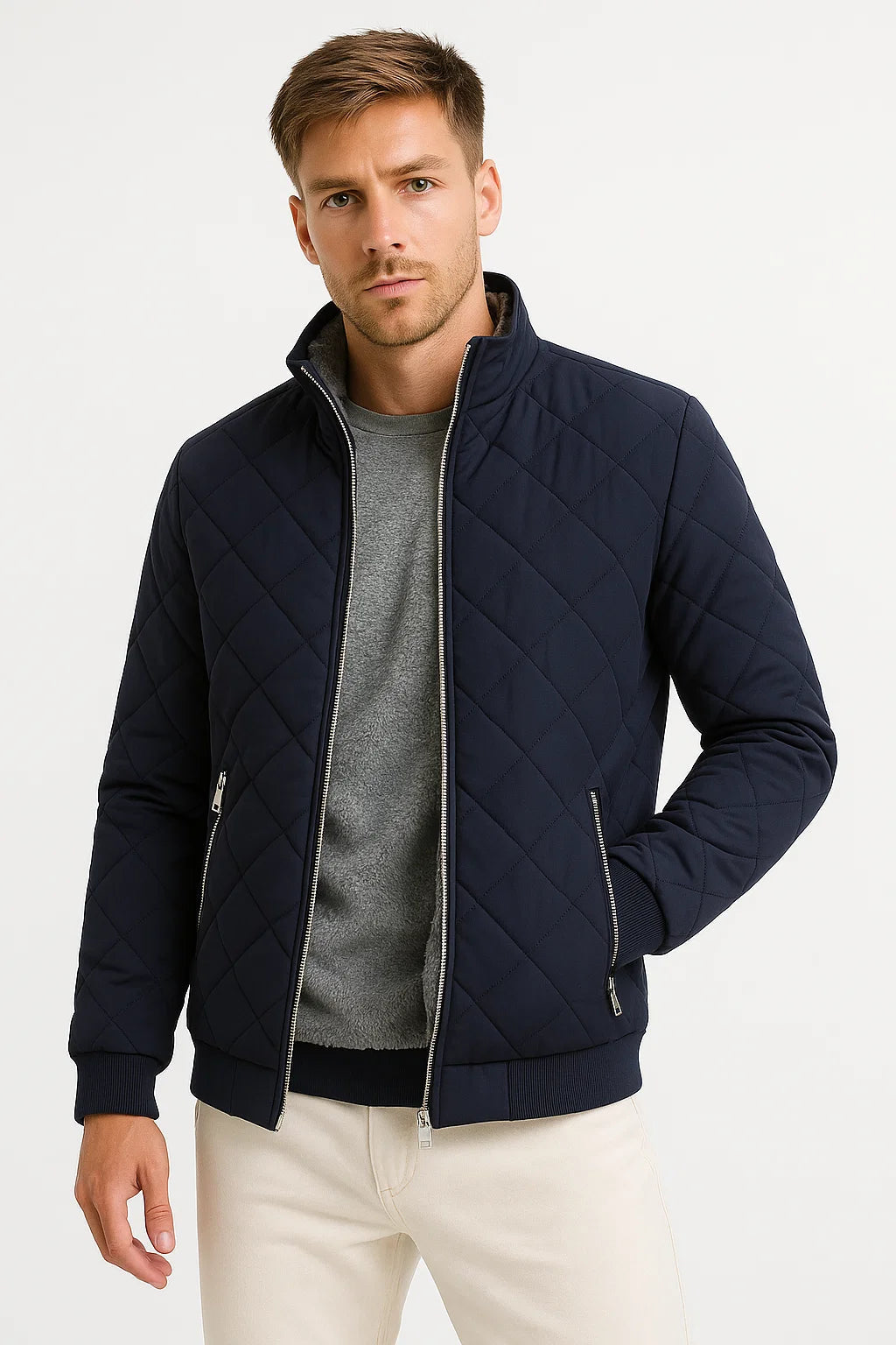 Herrenjacke Isoliert Warmes Gewebe Klassisches Vielseitiges Design