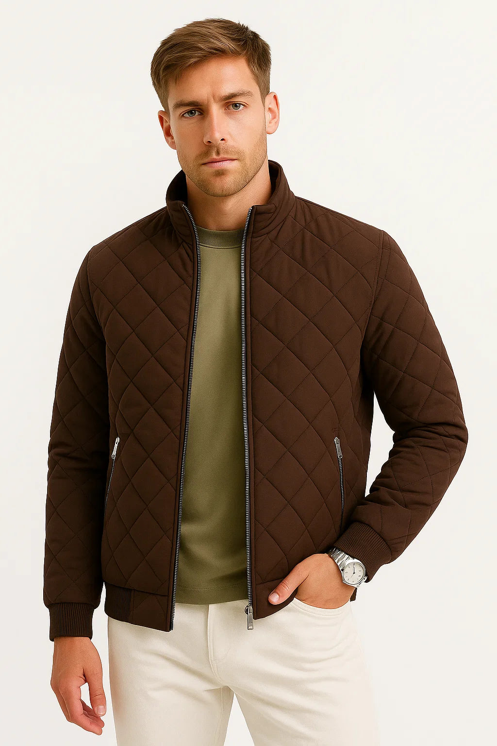 Herrenjacke Isoliert Warmes Gewebe Klassisches Vielseitiges Design