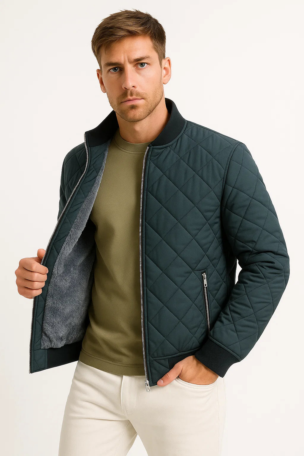 Herrenjacke Isoliert Warmes Gewebe Klassisches Vielseitiges Design