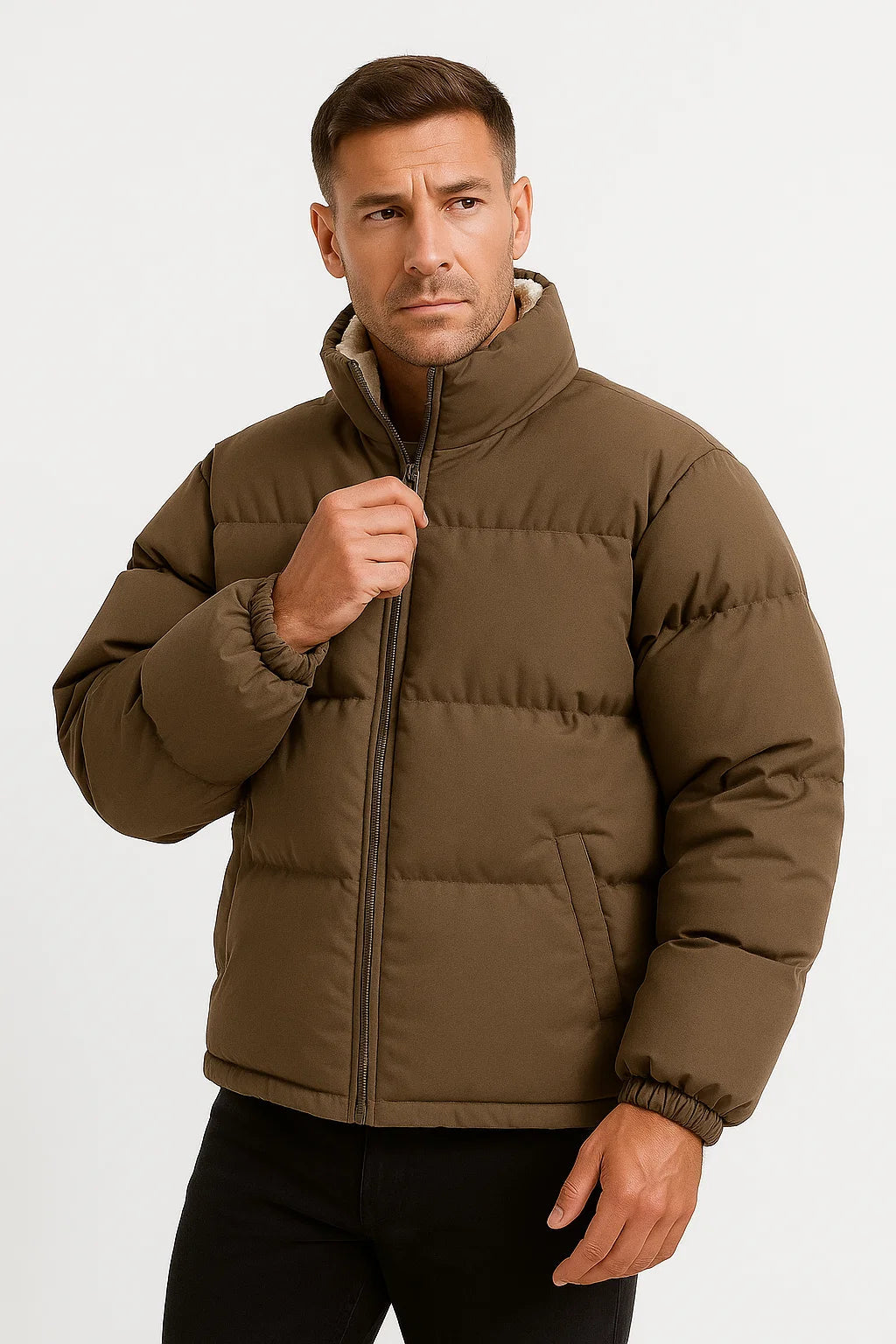 Herren Pufferjacke aus Polyester, isoliert, lässige Winterbekleidung