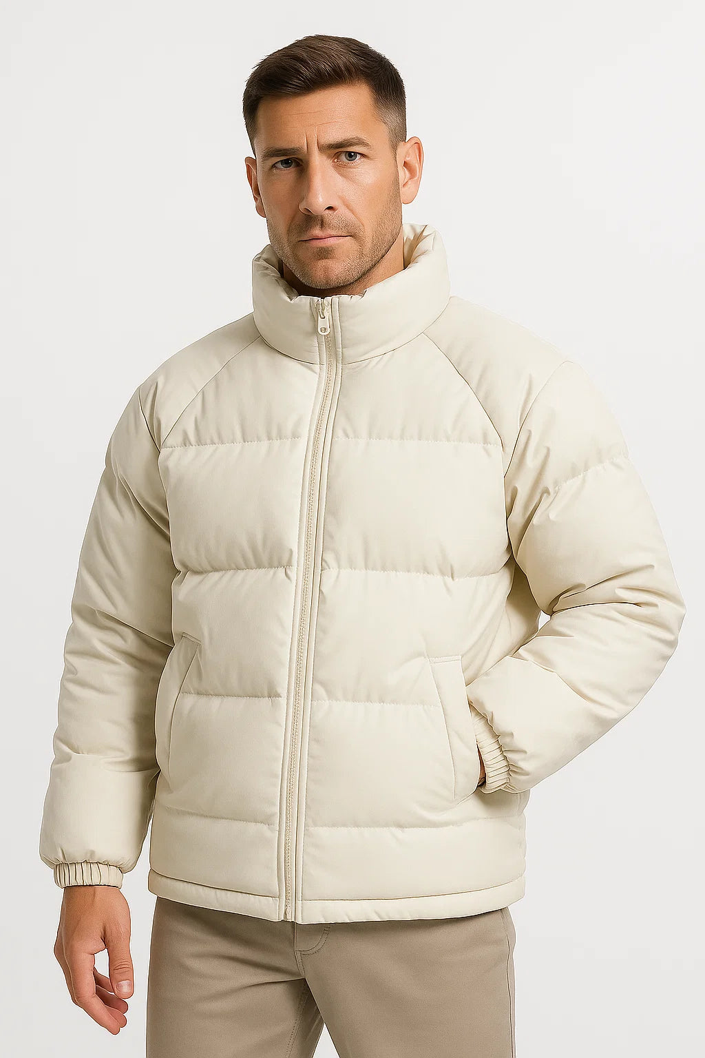 Herren Pufferjacke aus Polyester, isoliert, lässige Winterbekleidung