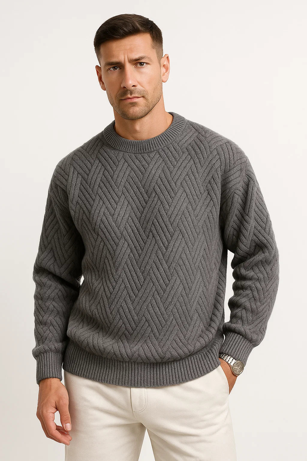 Herren Strickpullover | Lässiger Schnitt mit Rippdetails