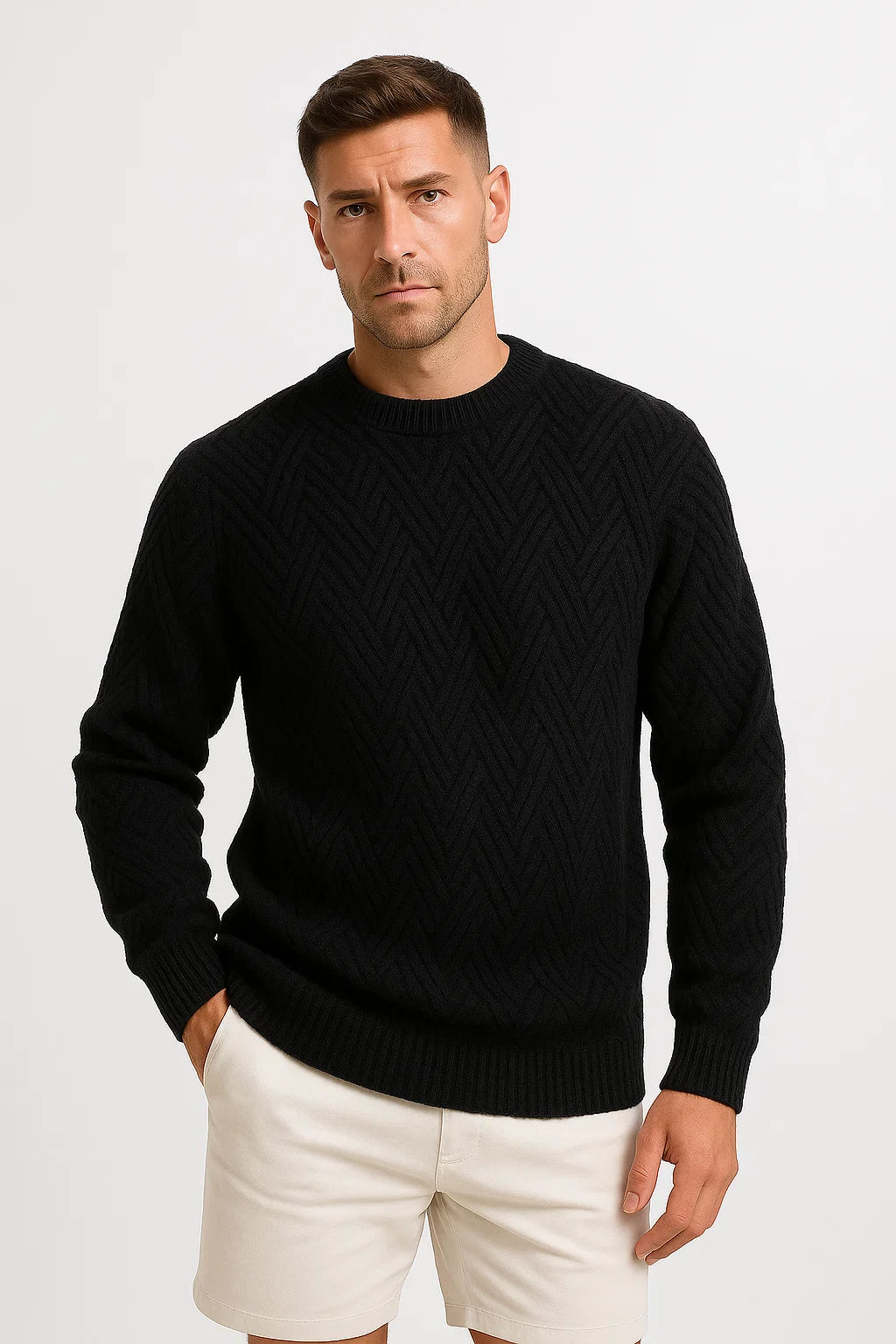 Herren Strickpullover | Lässiger Schnitt mit Rippdetails