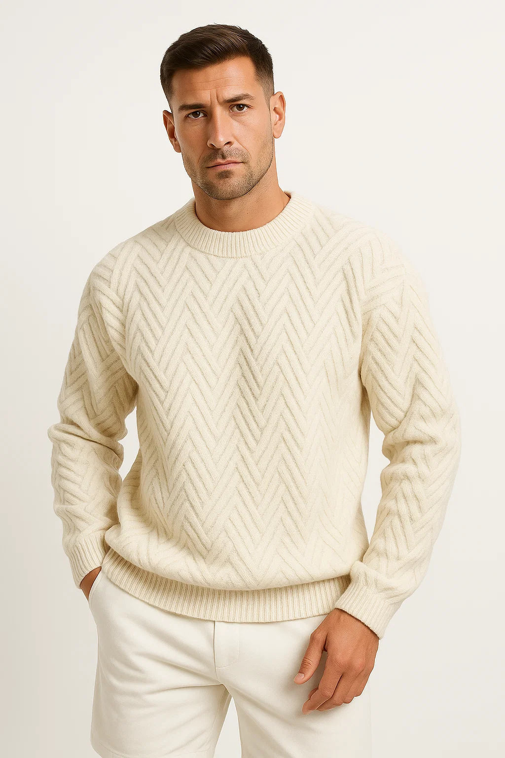 Herren Strickpullover | Lässiger Schnitt mit Rippdetails