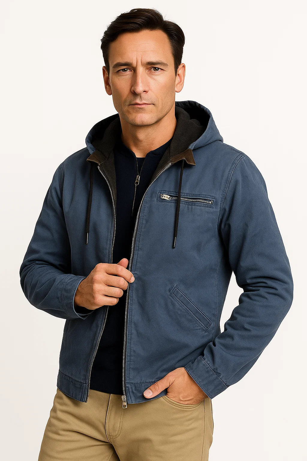 Herren Vintage Winterjacke Braun Strukturdesign Bequeme Passform