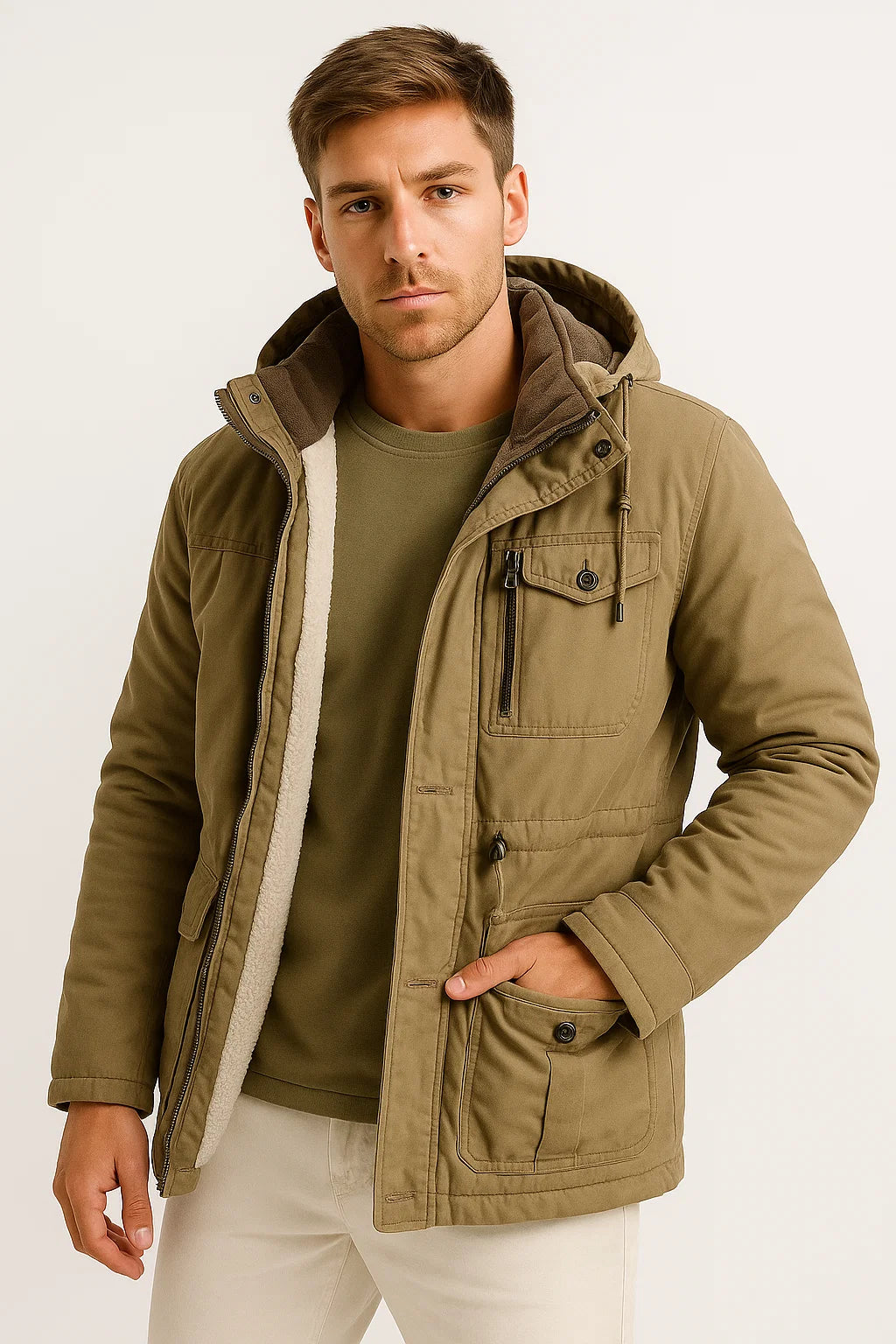 Herren Winterjacke Baumwolle Isoliert Winddicht Lässig Marineblau
