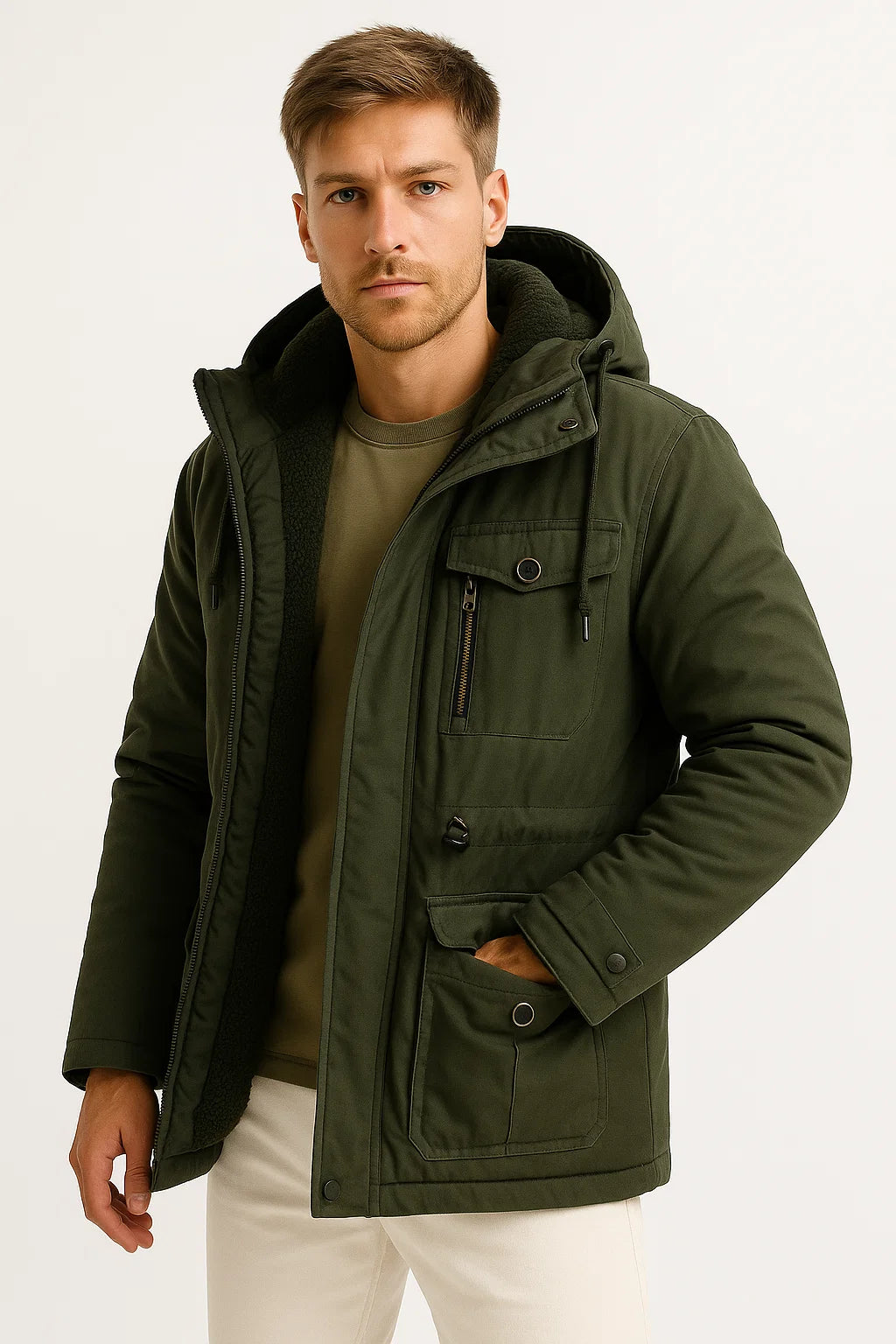 Herren Winterjacke Baumwolle Isoliert Winddicht Lässig Marineblau
