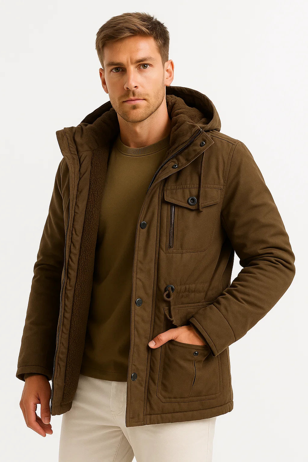 Herren Winterjacke Baumwolle Isoliert Winddicht Lässig Marineblau