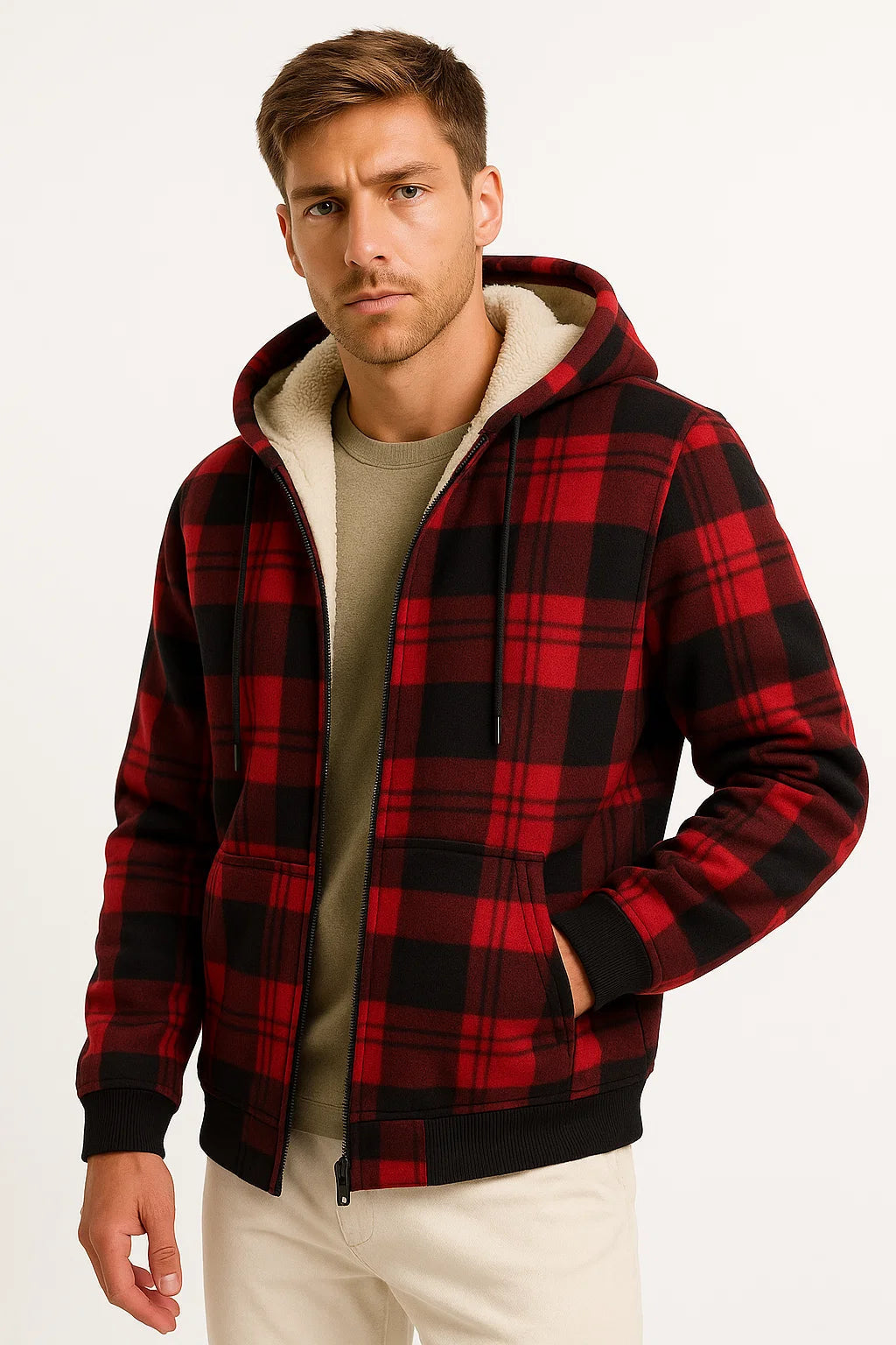 Herren Winterjacke Schwarz Fleece Futter Warme Isolierung Lässig Herren
