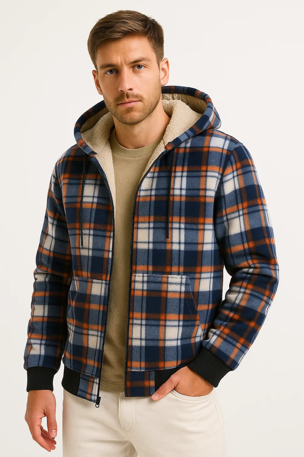 Herren Winterjacke Schwarz Fleece Futter Warme Isolierung Lässig Herren