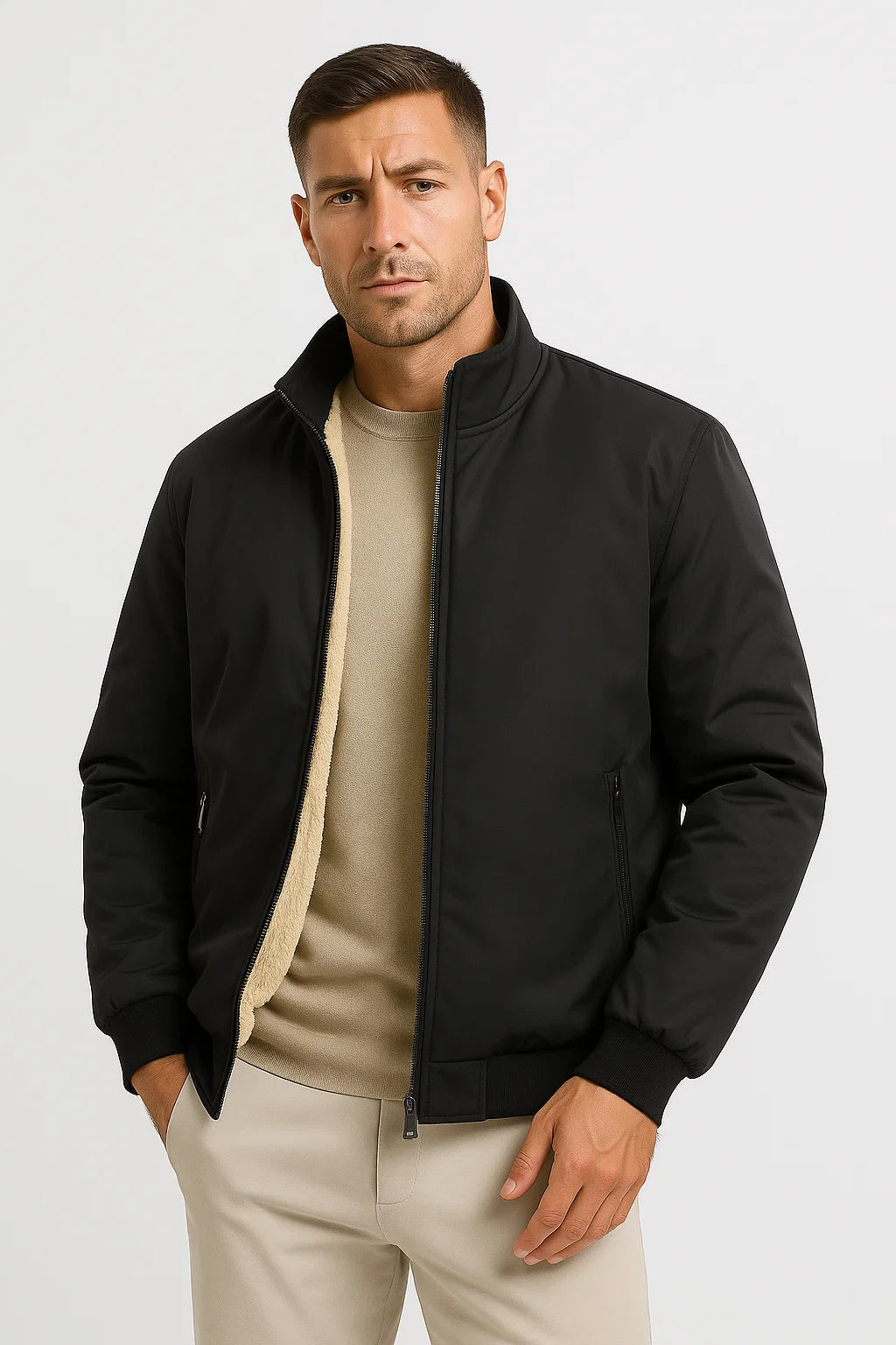 Herren Freizeit Fleecejacke Polyester Zip-Up Stehkragen Bomber