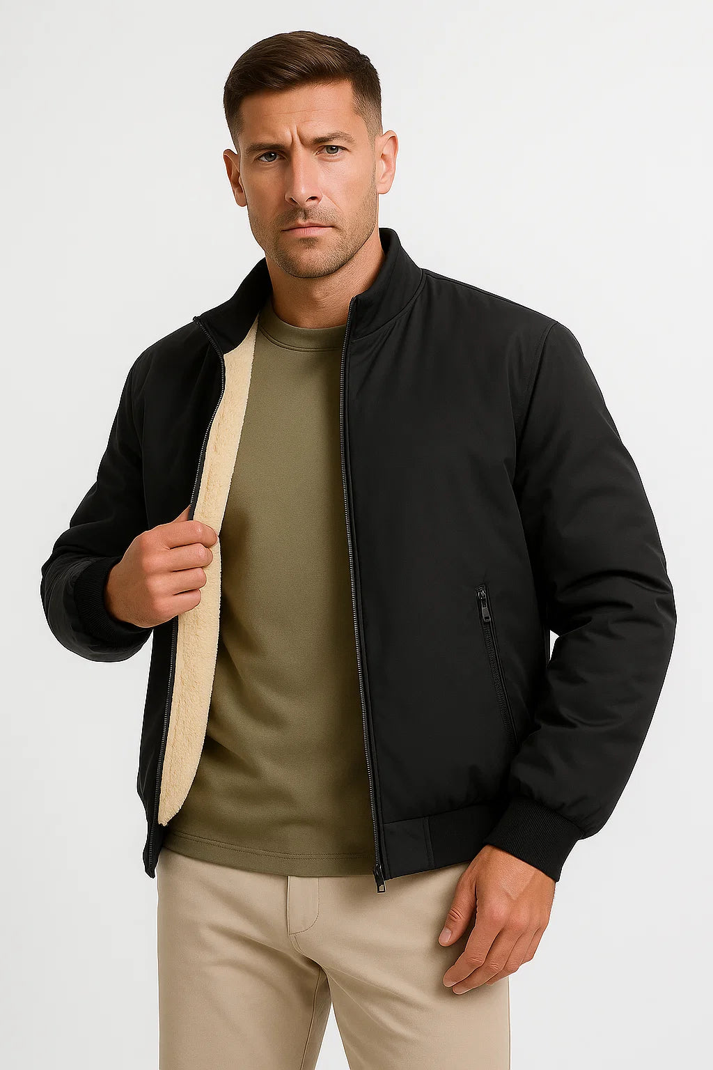 Herren Freizeit Fleecejacke Polyester Zip-Up Stehkragen Bomber