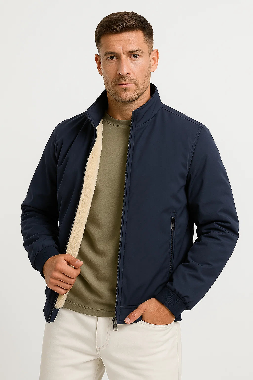 Herren Freizeit Fleecejacke Polyester Zip-Up Stehkragen Bomber