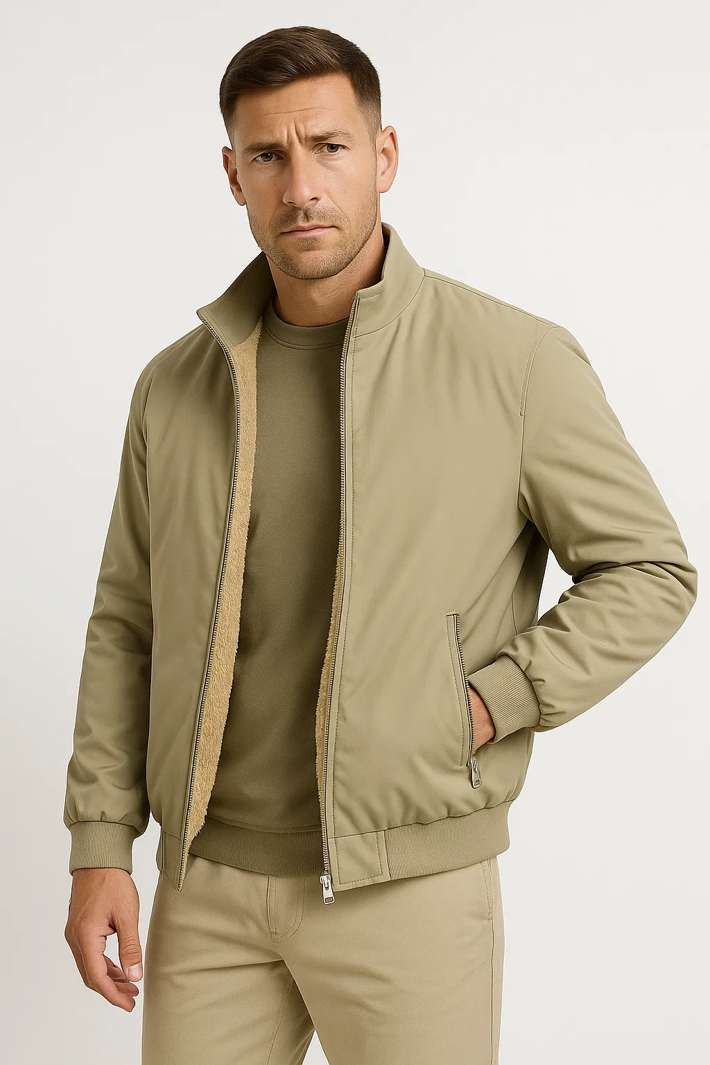 Herren Freizeit Fleecejacke Polyester Zip-Up Stehkragen Bomber
