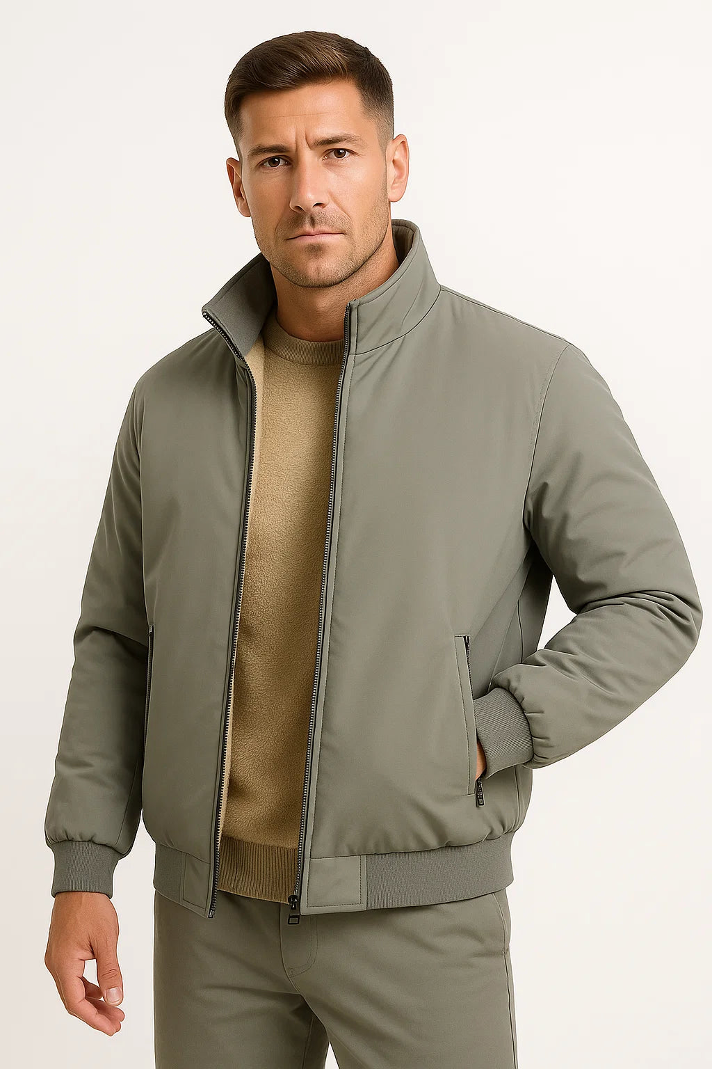 Herren Freizeit Fleecejacke Polyester Zip-Up Stehkragen Bomber