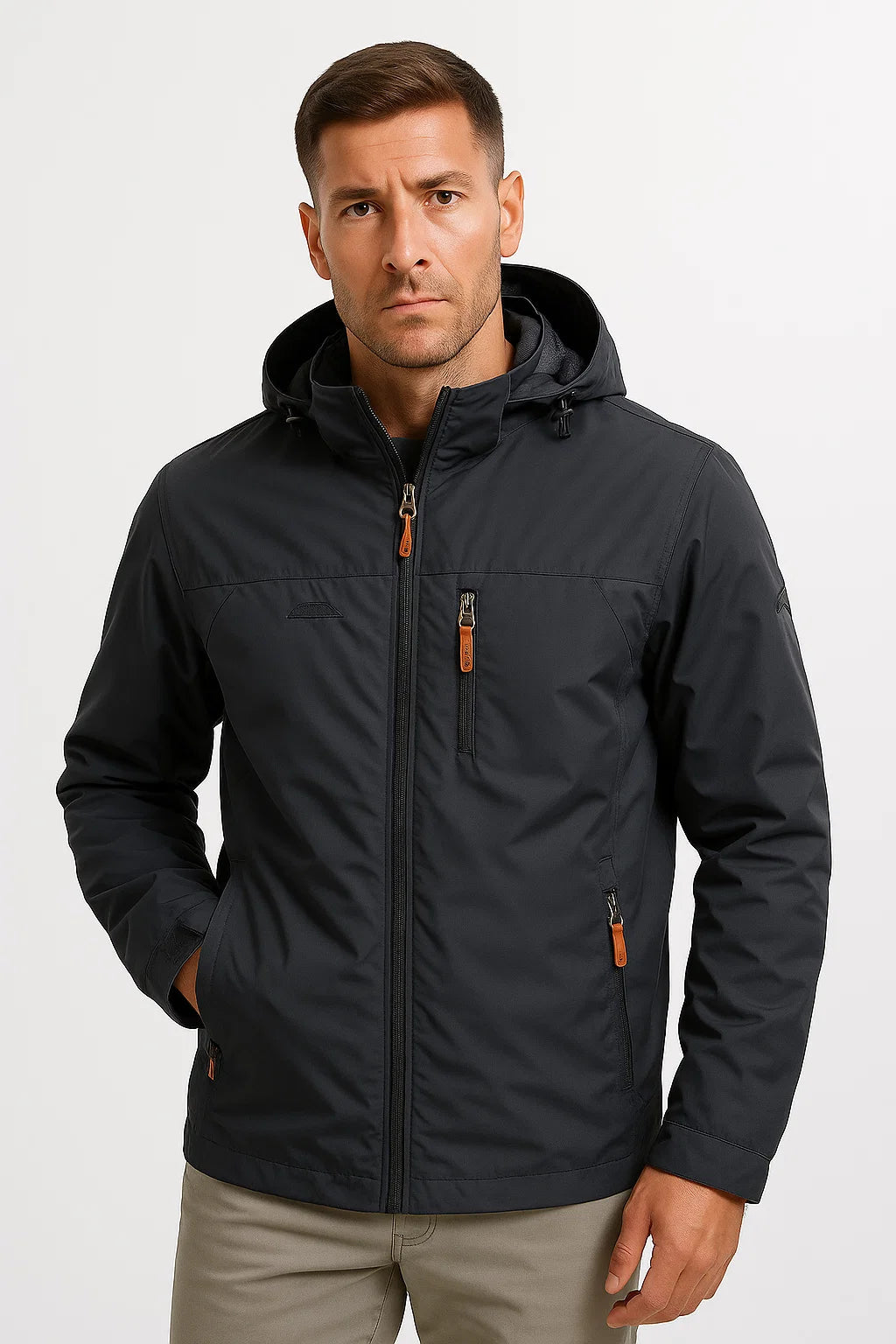 Herren Pufferjacke Isoliert Wasserabweisend Nylon-Polyester mit Kapuze