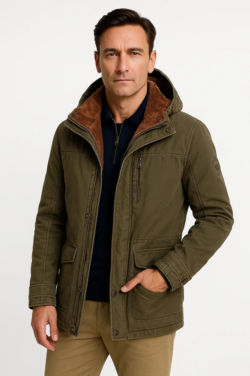 Herren wasserdichte Pufferjacke mit abnehmbarem Kapuze