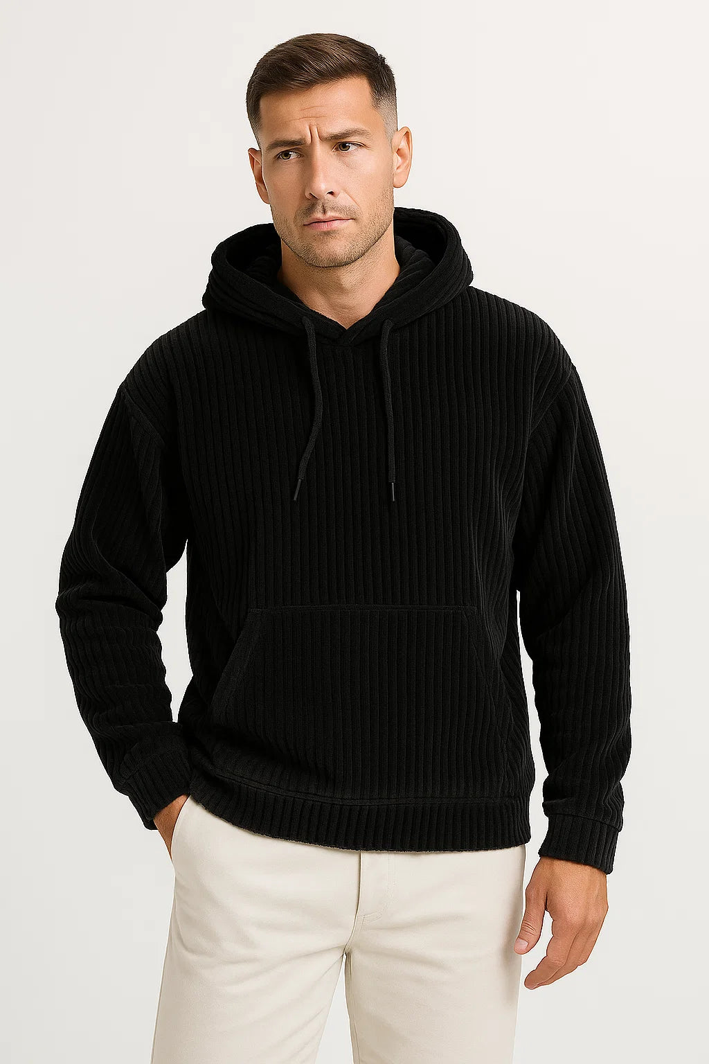 Herren Corduroy Hoodie – Lässig, Bequem und Entspannt geschnitten