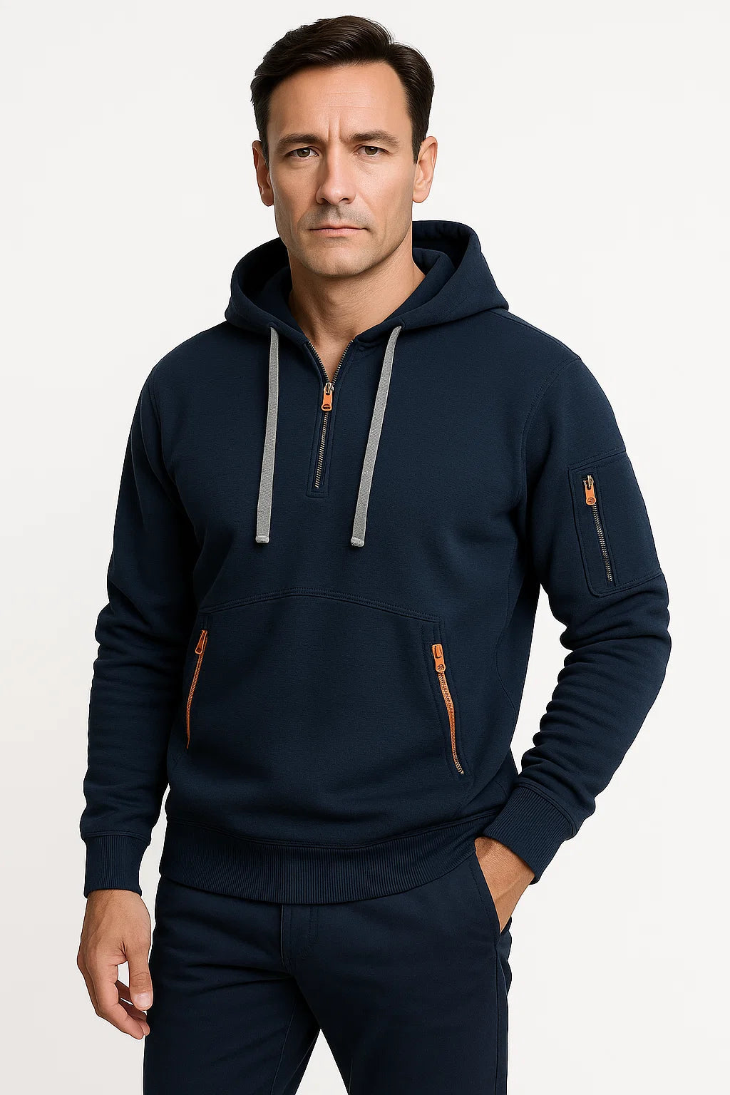 Herren Baumwoll-Hoodie im modernen Schnitt mit praktischen Taschen – Lässig und vielseitig