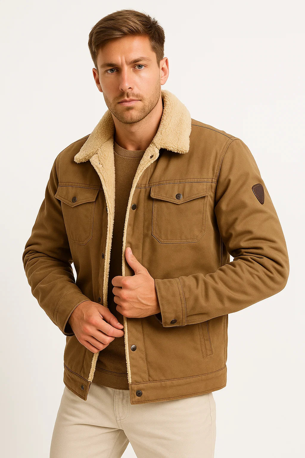 Herren Winterjacke Polyester Wolle gefüttert Winddichter Bomber