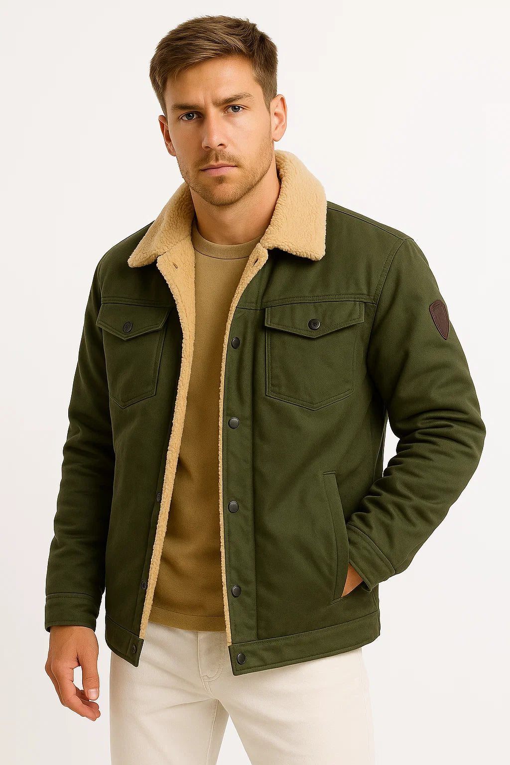 Herren Winterjacke Polyester Wolle gefüttert Winddichter Bomber