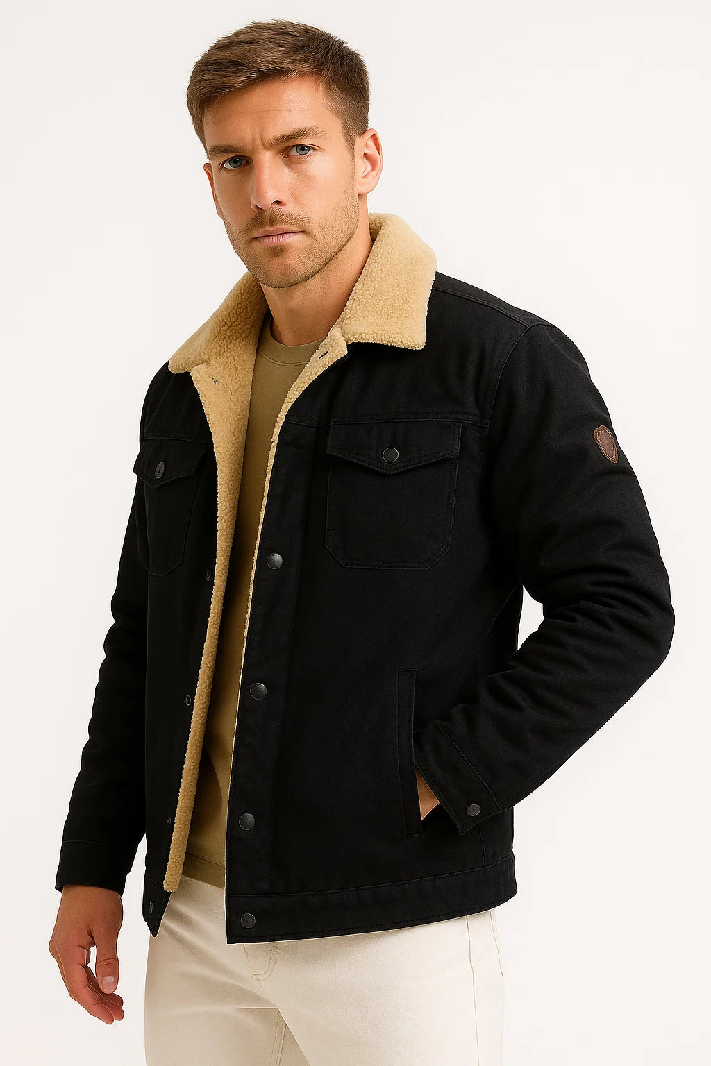 Herren Winterjacke Polyester Wolle gefüttert Winddichter Bomber