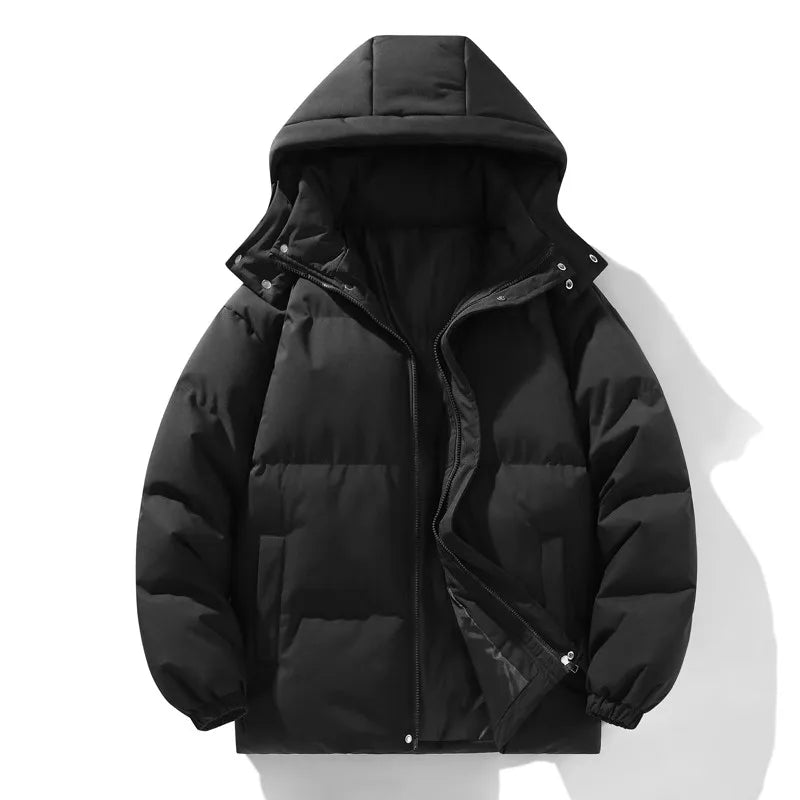 Herren Winterjacke mit Kapuze Winddicht Lässig Lockere Passform Parka