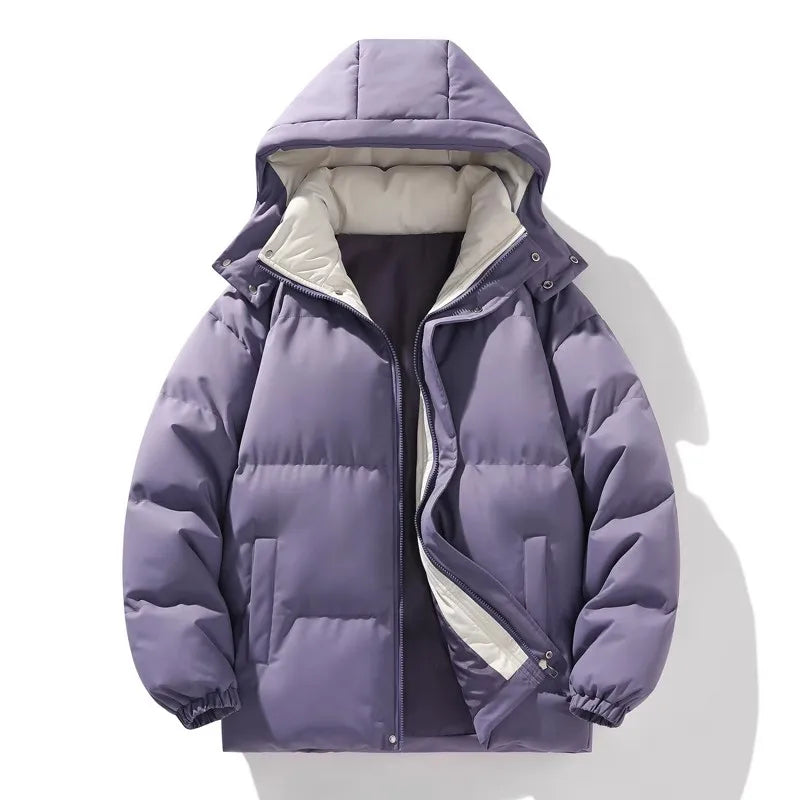 Herren Winterjacke mit Kapuze Winddicht Lässig Lockere Passform Parka