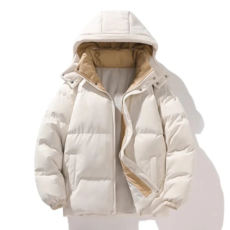 Herren Winterjacke mit Kapuze Winddicht Lässig Lockere Passform Parka