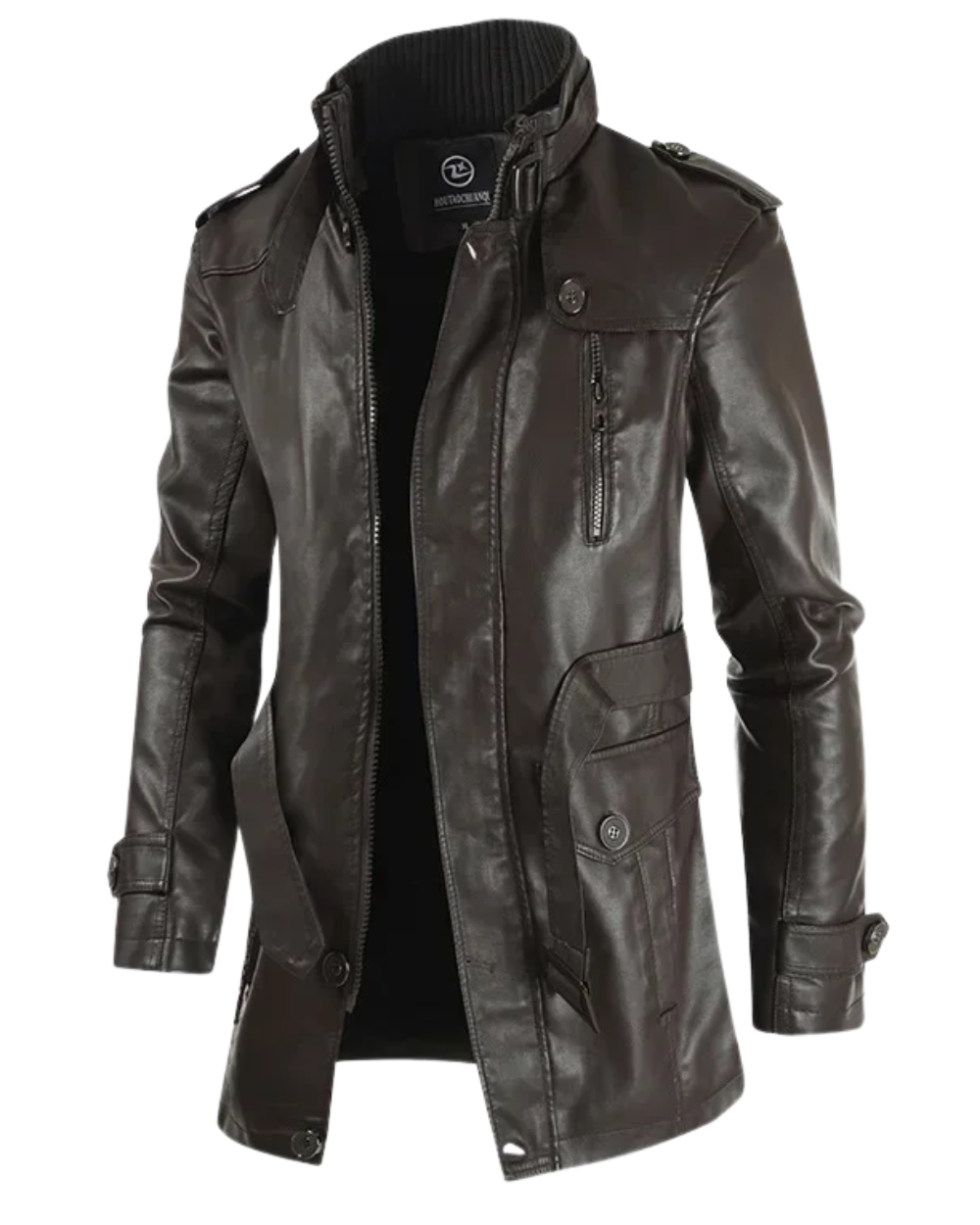 Stilvolle lange Motorradlederjacke