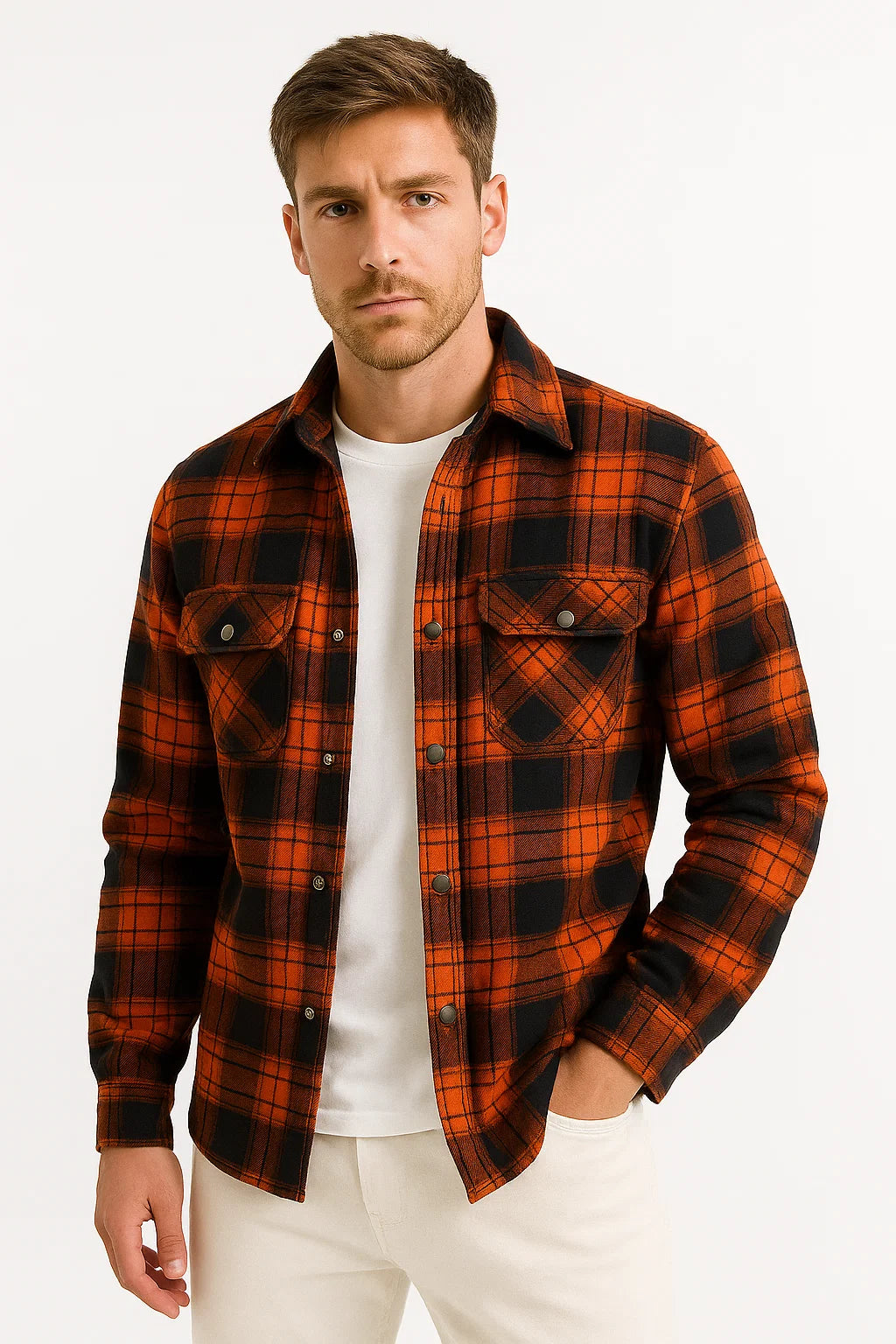 Leichte Steppjacke für Herren im karierten, lässigen urbanen Stil