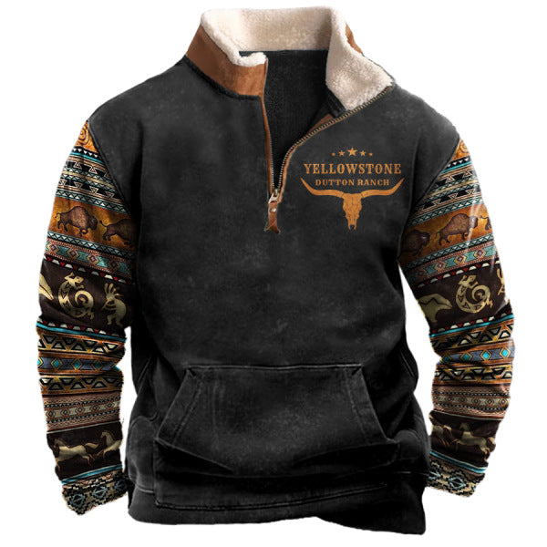 Dutton – Gefütterter Fleecepullover mit Musterärmeln
