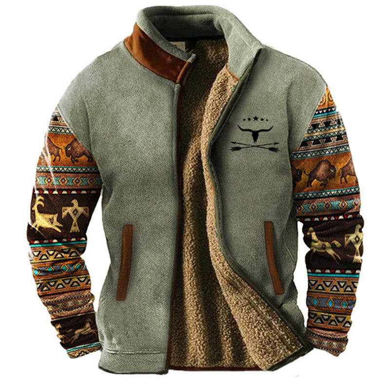 Yuma – Gefütterte Fleecejacke mit Musterärmeln