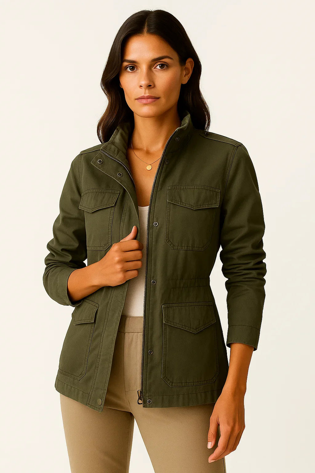 Damenjacke aus Polyester Elegantes Casual-Design mit praktischen Taschen