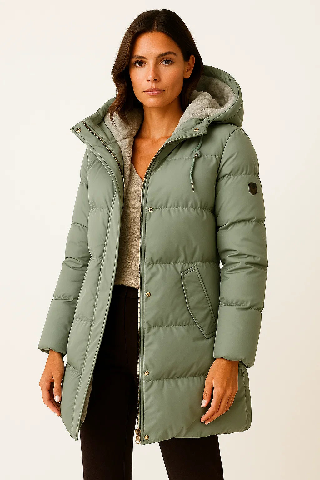 Damen Schwarze Pufferjacke Isoliert Polyester Elegantes Design für Herbst und Winter