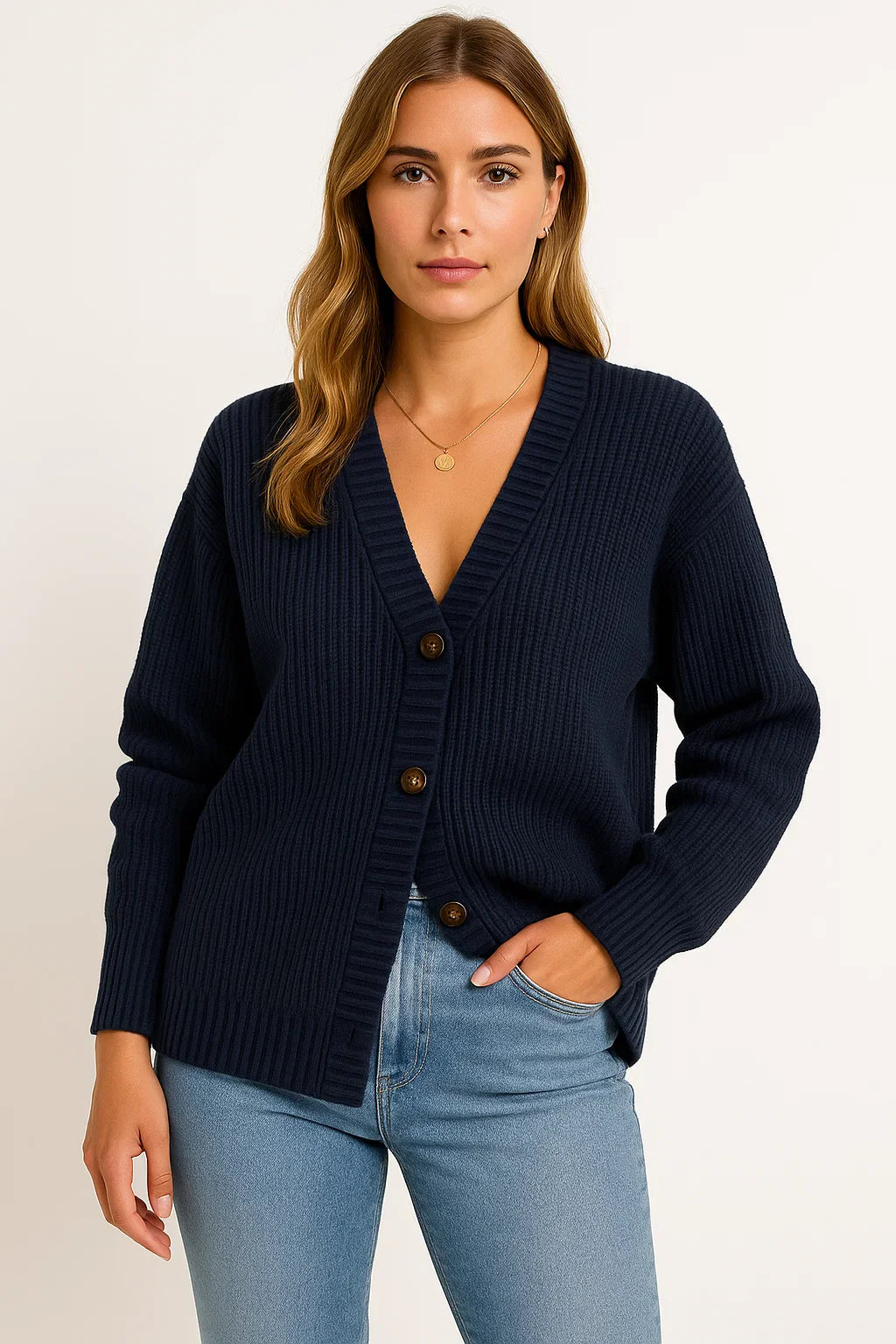 Damen Langer Cardigan Weiches Material Eleganter Oversize Schnitt Grau